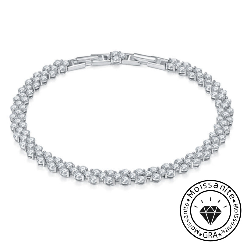 Solarii Moissanite 6.8ct Round Cut 925 Sterling Silver Bracelet