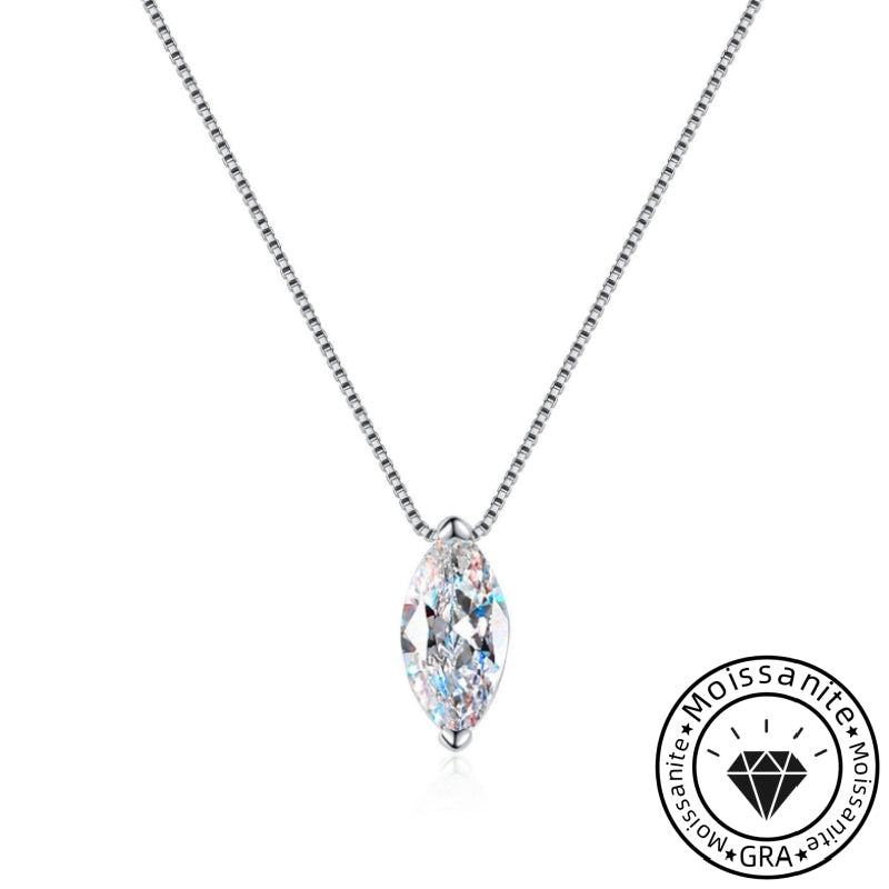 Solarii Moissanite 1.0ct Marquise Cut 925 Sterling Silver Necklace