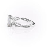Fashionable Solarii Moissanite 2.0ct Emerald Cut 925 Sterling Silver Twist Design Engagement Ring