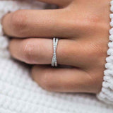 Solarii X Cross Round Cut Wedding Ring In 925 Sterling Silver