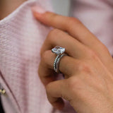Radiant Cut White Gold Plated 925 Sterling Silver Ring Set with Cubic Zirconia Classic Wedding Ring Set