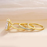 Sublime Radiant Cut 5.0 ct 3PC Ring 925 Sterling Silver Wedding Ring Set