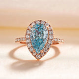 Vibrant Pear Cut 2.5ct Aquamarine Blue Halo Design Engagement Ring In Sterling Silver
