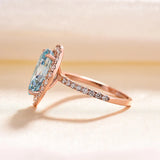 Vibrant Pear Cut 2.5ct Aquamarine Blue Halo Design Engagement Ring In Sterling Silver