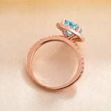 Vibrant Pear Cut 2.5ct Aquamarine Blue Halo Design Engagement Ring In Sterling Silver