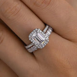 Elegant Emerald Cut Bridal Set in 925 Sterling Silver