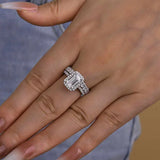 Elegant Emerald Cut Bridal Set in 925 Sterling Silver