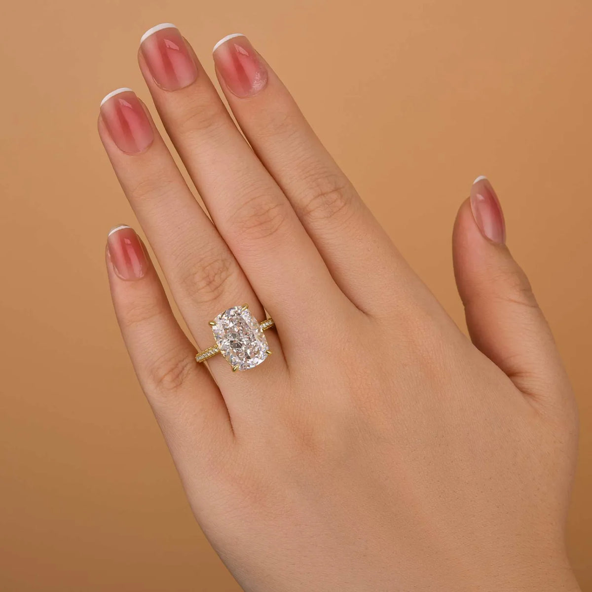 Deluxe Cushion Cut 9.0ct Pave Engagement Ring In Sterling Silver