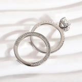 Radiant Cut White Gold Plated 925 Sterling Silver Ring Set with Cubic Zirconia Classic Wedding Ring Set