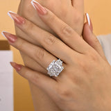Effervescent Radiant Cut 12.0ct Three Stone Engagement Ring In Sterling Silver
