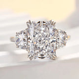 Lavish Radiant Cut 5.0ct Three Stone Engagement Ring In Sterling Silver