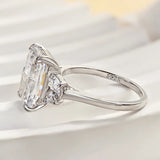 Lavish Radiant Cut 5.0ct Three Stone Engagement Ring In Sterling Silver