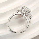 Lavish Radiant Cut 5.0ct Three Stone Engagement Ring In Sterling Silver