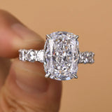 Lavish Cushion Cut 9.0ct Pave Engagement Ring In Sterling Silver