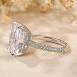 Deluxe Cushion Cut 9.0ct Pave Engagement Ring In Sterling Silver