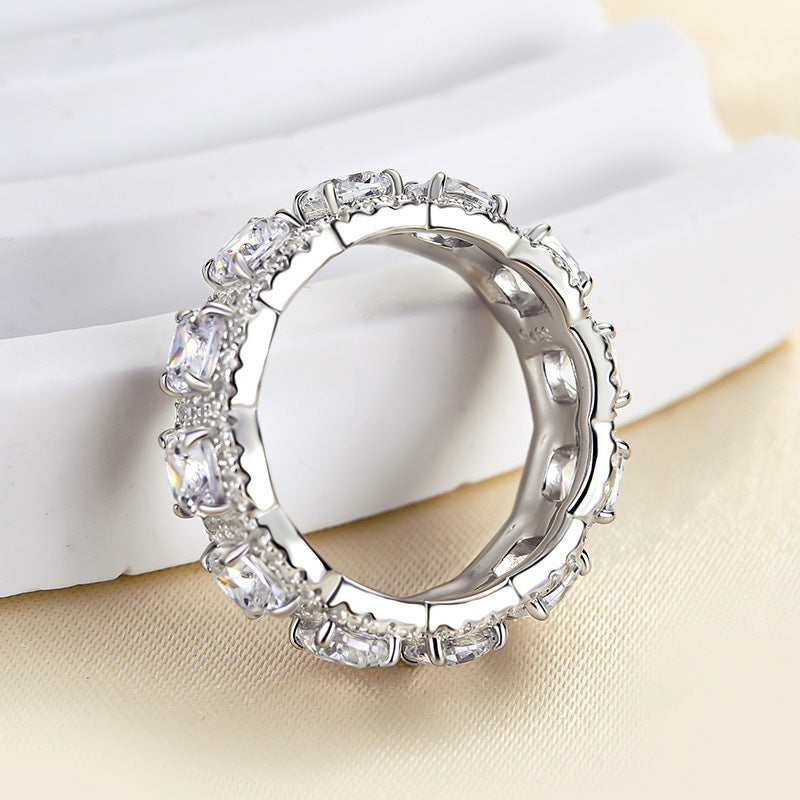Cushion Cut Eternity Band In 925 Sterling Silver