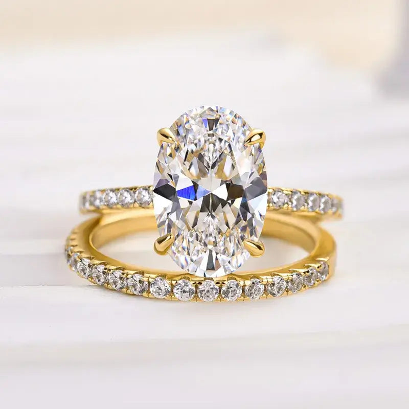 Classic 3.5ct Oval Cut Sterling Silver Wedding Ring Set