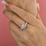 Opulent Cushion Cut 2.0 ct Hidden Halo 925 Sterling Silver Wedding Ring Set