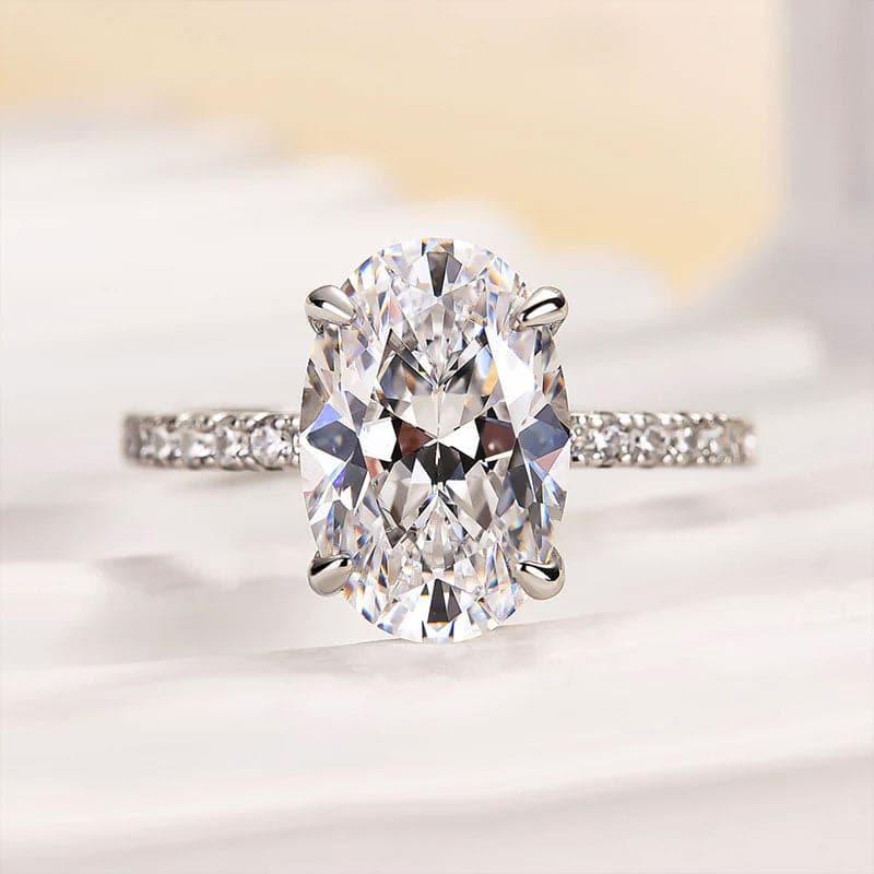 Solarii Moissanite Oval Cut 925 Sterling Silver Engagement Ring