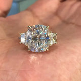 Gorgeous Cushion Cut 5.0ct Three Stone Engagement Ring In Sterling Silver