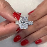 Lavish Cushion Cut 9.0ct Pave Engagement Ring In Sterling Silver
