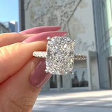 Deluxe Cushion Cut 9.0ct Pave Engagement Ring In Sterling Silver