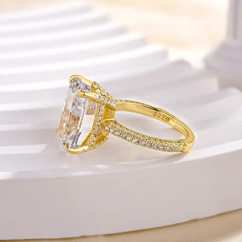 Deluxe Cushion Cut 9.0ct Pave Engagement Ring In Sterling Silver