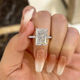 Luxurious Hidden Halo Radiant Cut 7.0ct Engagement Ring In Sterling Silver