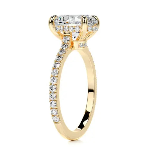 Radiating Solarii Moissanite 3.0ct Oval Cut 925 Sterling Silver Hidden Halo Engagement Ring