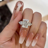 Gorgeous Hidden Halo Radiant Cut 5.0ct Engagement Ring In Sterling Silver