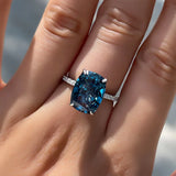 Stunning Cushion Cut 5.0ct Blue Stone Pave Engagement Ring In Sterling Silver