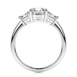 Gauzy Solarii Moissanite 2.0ct Cushion Cut 925 Sterling Silver Three Stone Engagement Ring