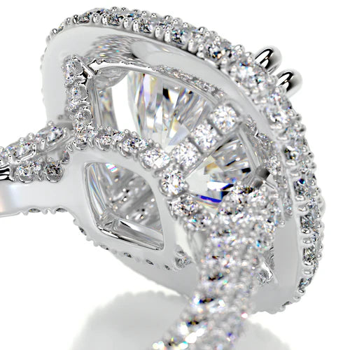 Refined Solarii Moissanite 3.0ct Round Cut 925 Sterling Pave Engagement Ring