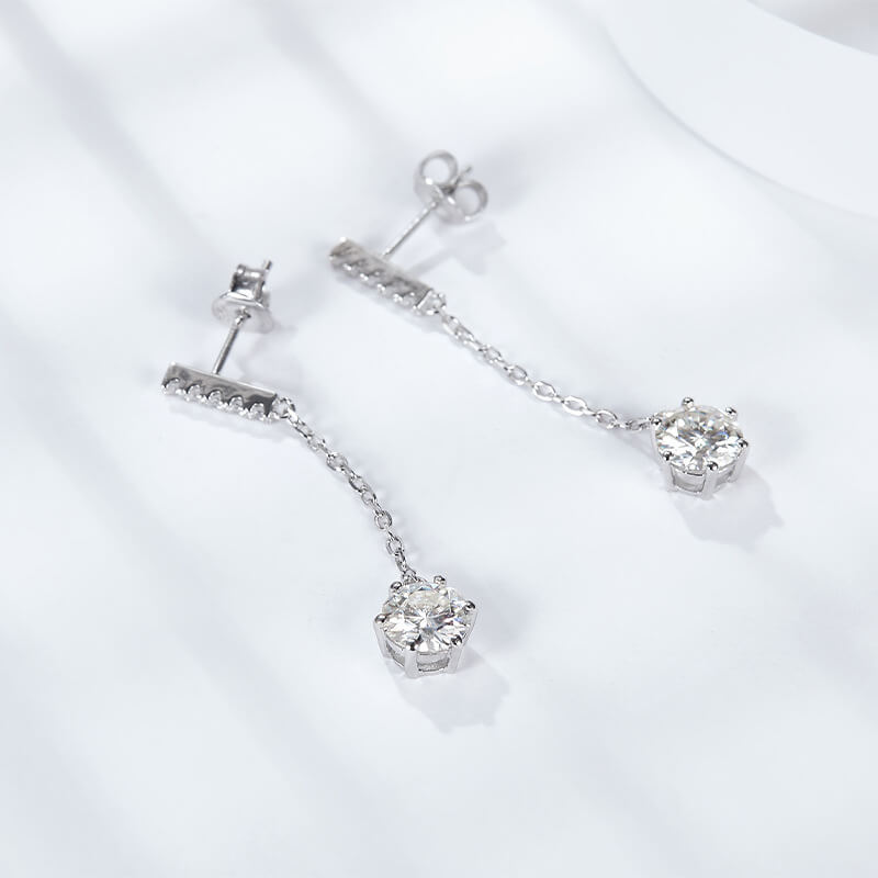 Solarii Moissanite Round Cut 925 Sterling Silver 1.0ct*2P Earrings