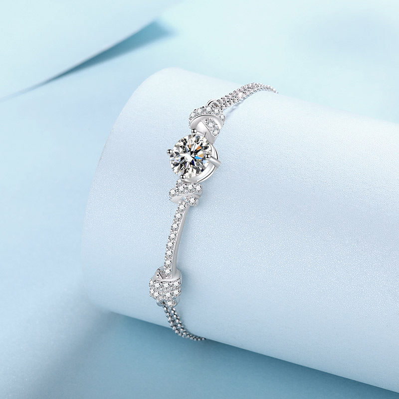 Solarii Moissanite Round Cut 925 Sterling Silver Bracelet
