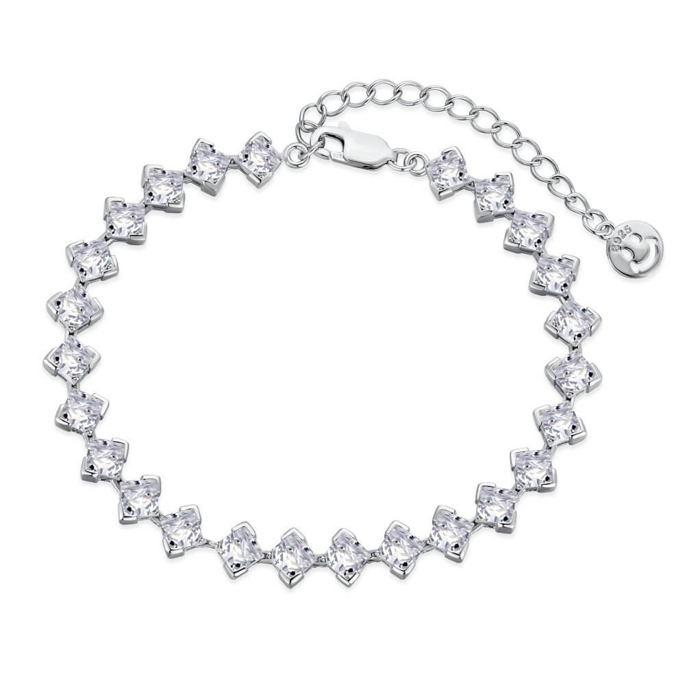 Princess Cut Simulated Diamonds Tennis Bracelet in Sterling Silver