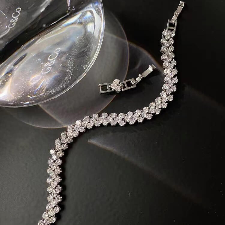 Solarii Moissanite 6.8ct Round Cut 925 Sterling Silver Bracelet