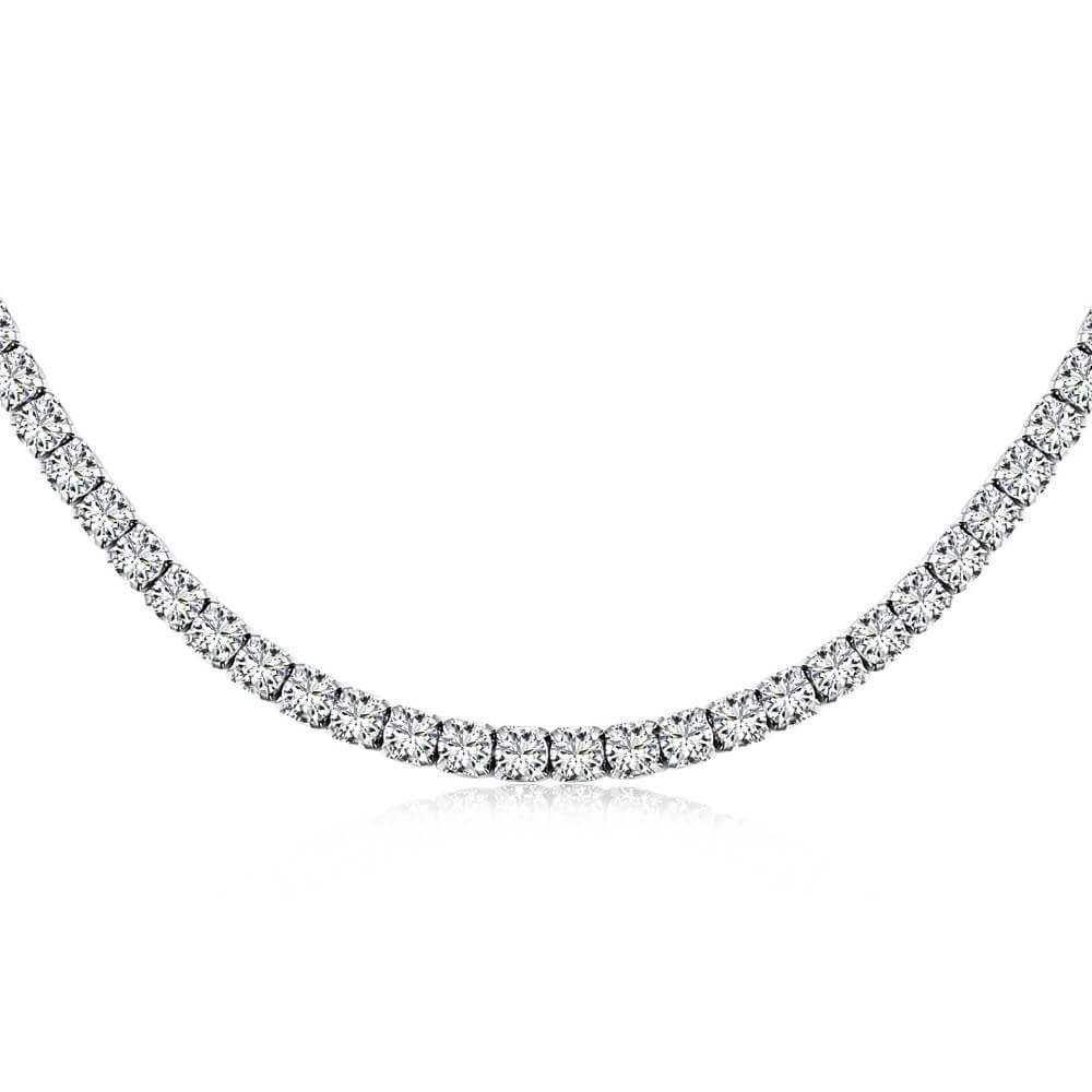 Classic Round Cut Tennis Sterling Silver Necklace