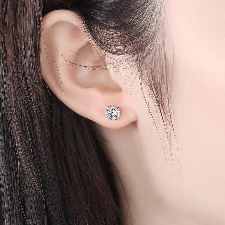 Solarii Moissanite Round Cut 925 Sterling Silver Stud Earrings