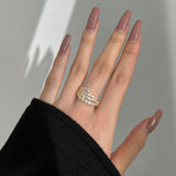 925 Sterling Silver Multi Row Round Cut Spiral Wedding Ring