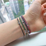 Round Cut Simulated Diamonds and Colored Gemstone Tennis Bracelet in Sterling Silver
