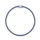 Round Cut Simulated Diamonds and Colored Gemstone Tennis Bracelet in Sterling Silver