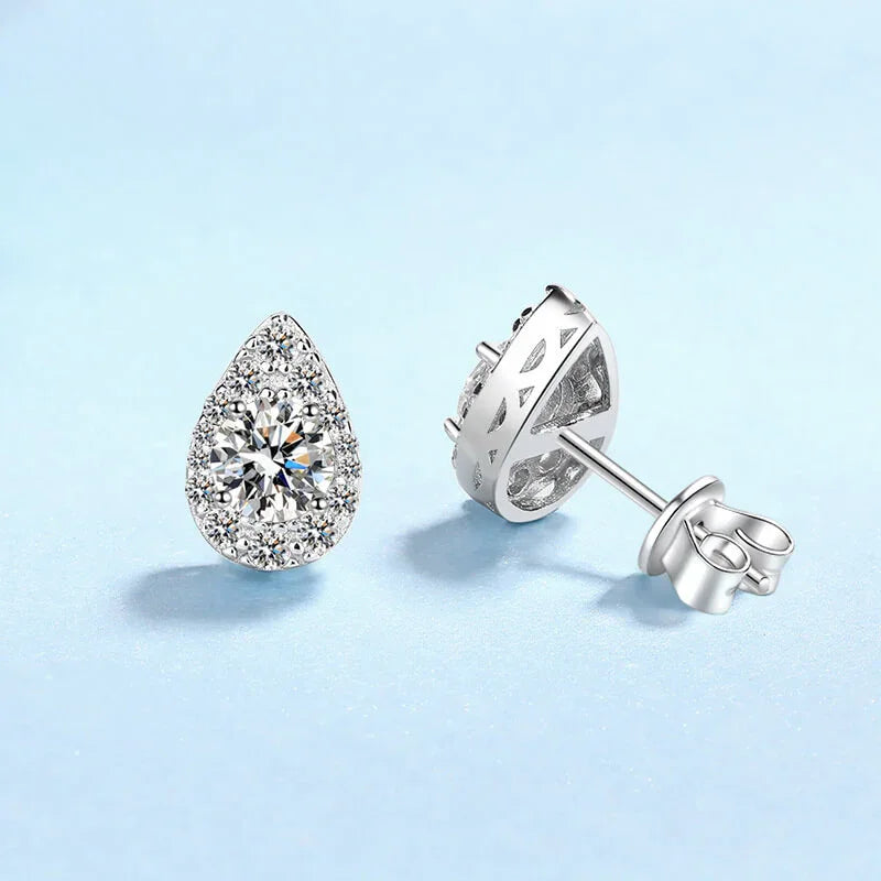 Solarii Moissanite Pear Cut 925 Sterling Silver 0.5ct*2P Stud Earrings