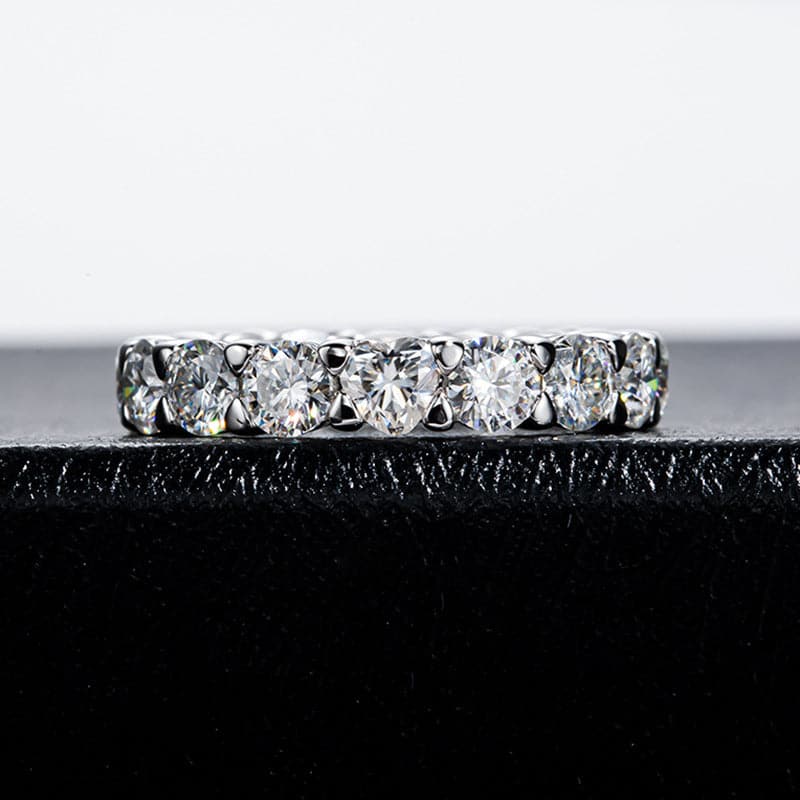 Solarii Moissanite 4.8ct Round Cut & Heart Cut Full Eternity Ring 925 Sterling Silver Wedding Band