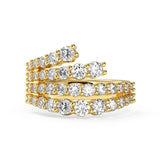925 Sterling Silver Multi Row Round Cut Spiral Wedding Ring