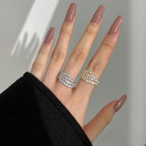 925 Sterling Silver Multi Row Round Cut Spiral Wedding Ring