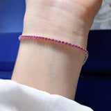 Round Cut Simulated Diamonds and Colored Gemstone Tennis Bracelet in Sterling Silver