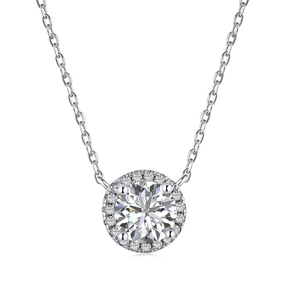 Round Cut Pendant Necklace In 925 Sterling Silver