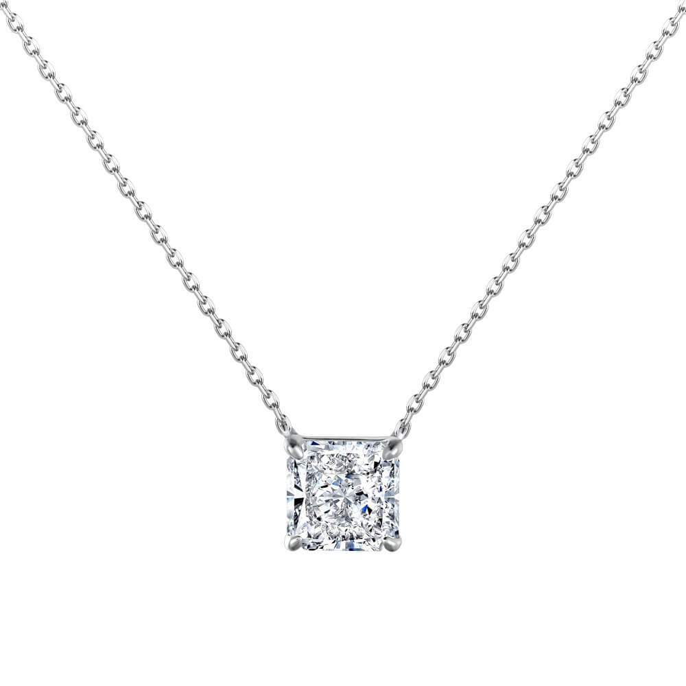Princess Cut Pendant Necklace in 925 Sterling Silver