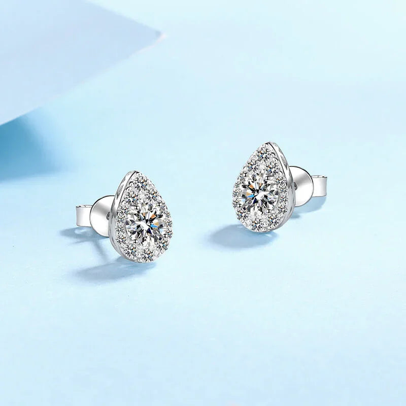 Solarii Moissanite Pear Cut 925 Sterling Silver 0.5ct*2P Stud Earrings